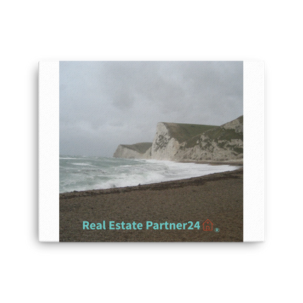 Waves and Sand Thin canvas with realestatepartner24 with house Logo