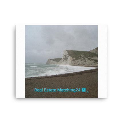 Waves and Sand Thin canvas with realestatematching24 with key Logo