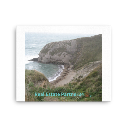 Sea & Hills Thin canvas with realestatepartner24 with house Logo