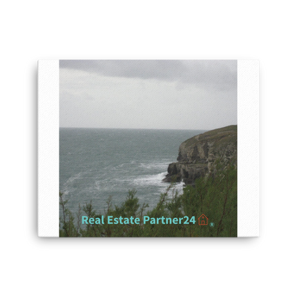 Seaside Serenity Thin canvas with realestatepartner24 with house Logo