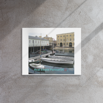 Boat on Water Thin canvas with realestatepartner24 with house Logo