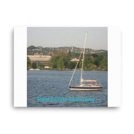 Boat on the River Thin canvas with realestatematching without key Logo