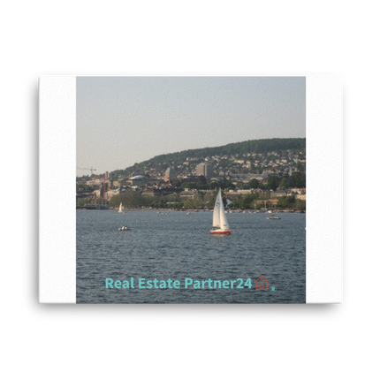 Beautiful River & Hills Sinari Thin canvas with realestatepartner24 with house Logo