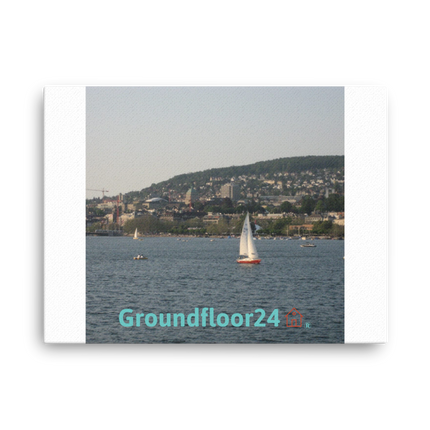 Beautiful River & Hills Sinari Thin canvas with Groundfloor24 with House Logo