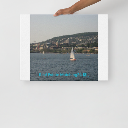 Beautiful River & Hills Sinari Thin canvas with realestatematching24 with key Logo
