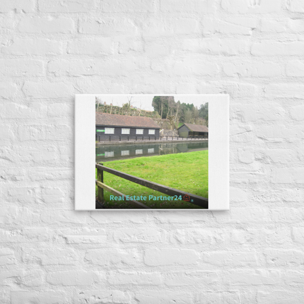 Lakeside Serenity Thin canvas with realestatepartner24 with house Logo