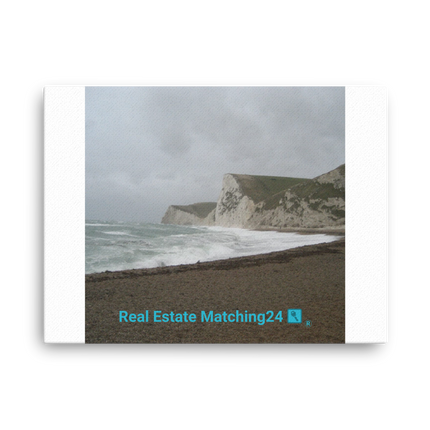 Waves and Sand Thin canvas with realestatematching24 with key Logo