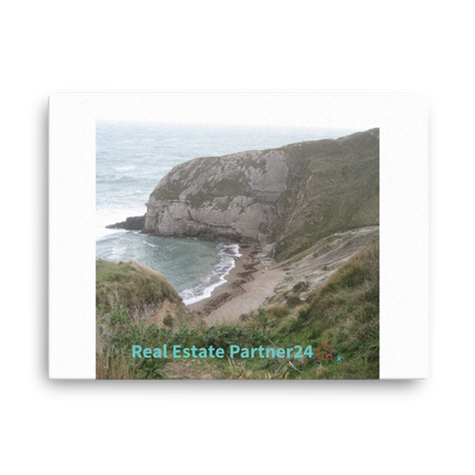 Sea & Hills Thin canvas with realestatepartner24 with house Logo