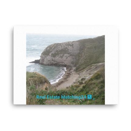 Sea & Hills Thin canvas with realestatematching24 with key Logo