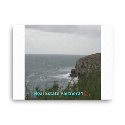 Seaside Serenity Thin canvas with realestatepartner24 with house Logo