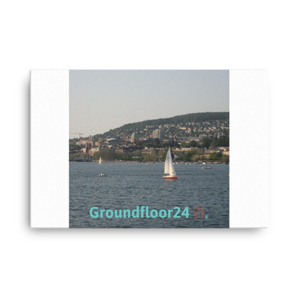 Beautiful River & Hills Sinari Thin canvas with Groundfloor24 with House Logo