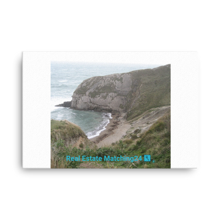 Sea & Hills Thin canvas with realestatematching24 with key Logo
