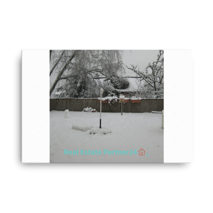 Winter Wonderland Thin canvas with realestatepartner24 with house Logo