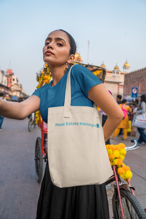 All-Over Print Large Tote Bag with Real Estate Matching24 Logo