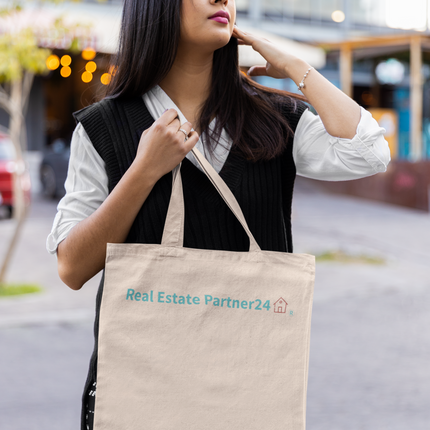 All-Over Print Large Tote Bag with Real Estate Partner24 Logo