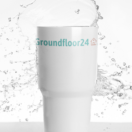 Travel mug with a handle with Groundfloor24 Logo