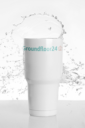 Travel mug with a handle with Groundfloor24 Logo