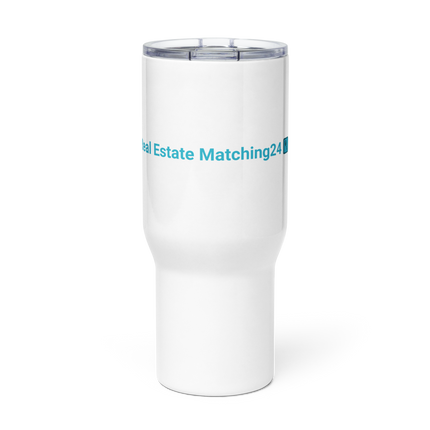 Travel mug with a handle with Real Estate Matching24 Logo