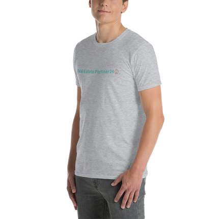 Short-Sleeve Unisex T-Shirt with Real Estate Partner24 Logo