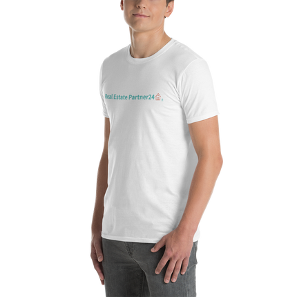 Short-Sleeve Unisex T-Shirt with Real Estate Partner24 Logo