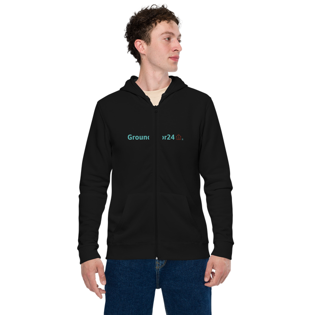 Unisex basic zip hoodie with Groundfloor24 Logo
