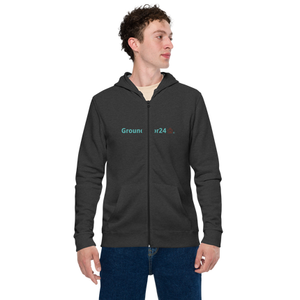 Unisex basic zip hoodie with Groundfloor24 Logo