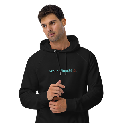 Unisex eco raglan hoodie with Groundfloor24 Logo