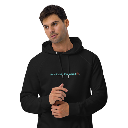 Unisex eco raglan hoodie with Real Estate Partner24 Logo