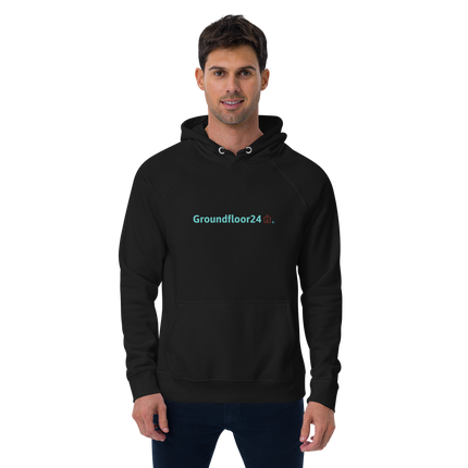 Unisex eco raglan hoodie with Groundfloor24 Logo