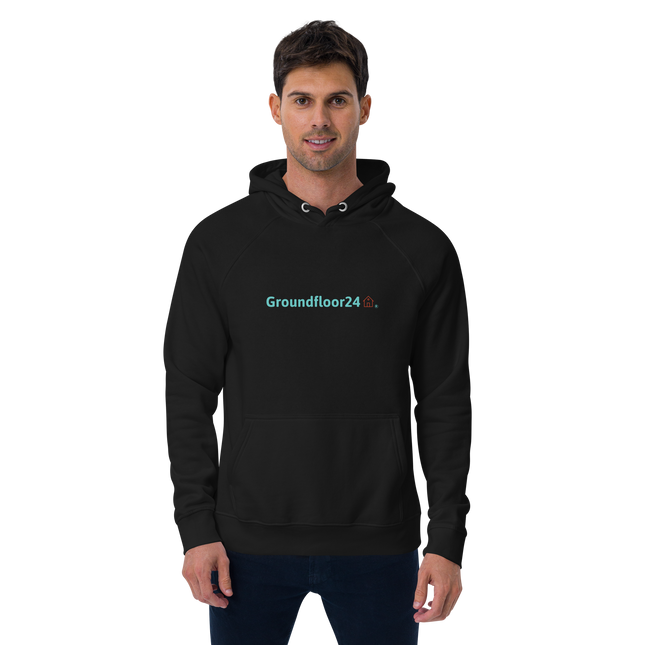 Unisex eco raglan hoodie with Groundfloor24 Logo