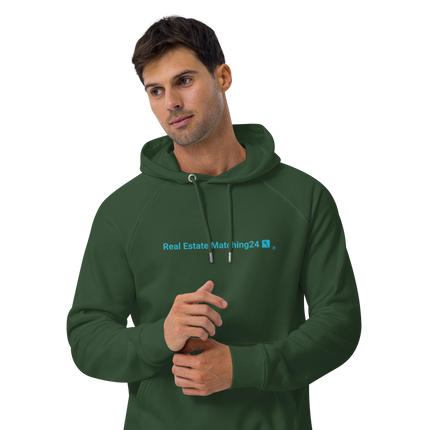 Unisex eco raglan hoodie with Real Estate Matching24 Logo