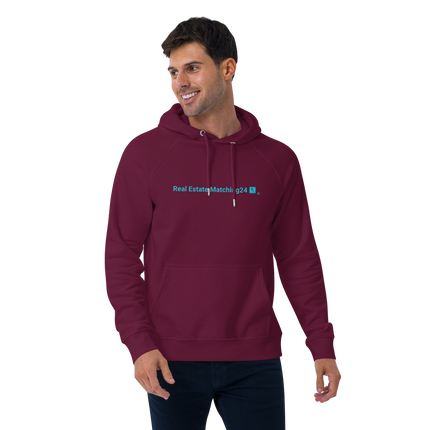 Unisex eco raglan hoodie with Real Estate Matching24 Logo