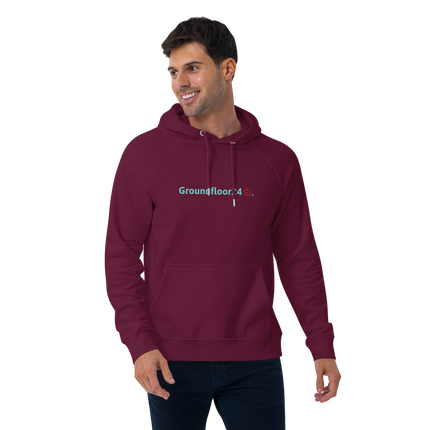 Unisex eco raglan hoodie with Groundfloor24 Logo