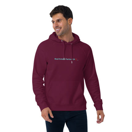 Unisex eco raglan hoodie with Real Estate Partner24 Logo