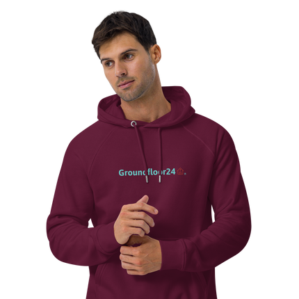 Unisex eco raglan hoodie with Groundfloor24 Logo