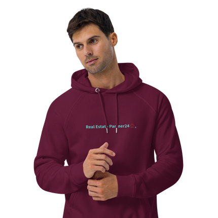Unisex eco raglan hoodie with Real Estate Partner24 Logo