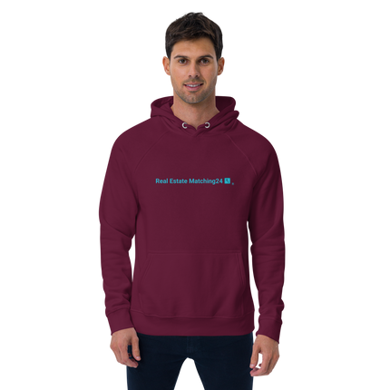 Unisex eco raglan hoodie with Real Estate Matching24 Logo