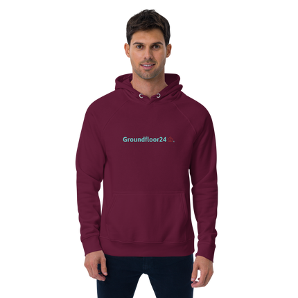 Unisex eco raglan hoodie with Groundfloor24 Logo