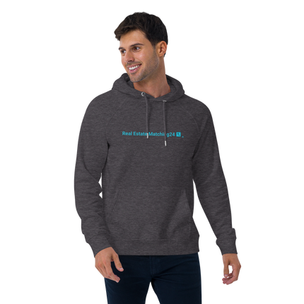 Unisex eco raglan hoodie with Real Estate Matching24 Logo
