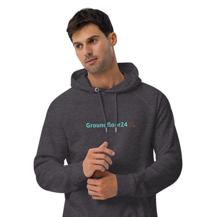 Unisex eco raglan hoodie with Groundfloor24 Logo