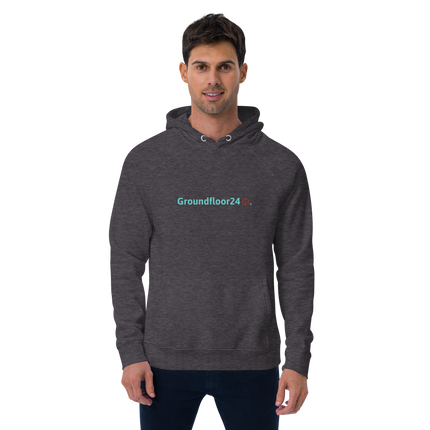 Unisex eco raglan hoodie with Groundfloor24 Logo