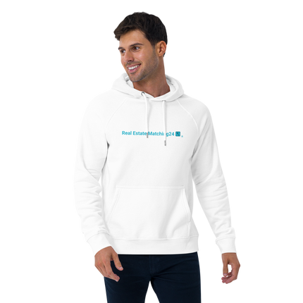 Unisex eco raglan hoodie with Real Estate Matching24 Logo