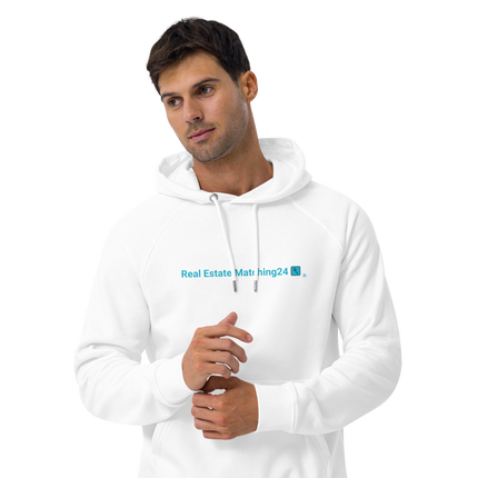 Unisex eco raglan hoodie with Real Estate Matching24 Logo