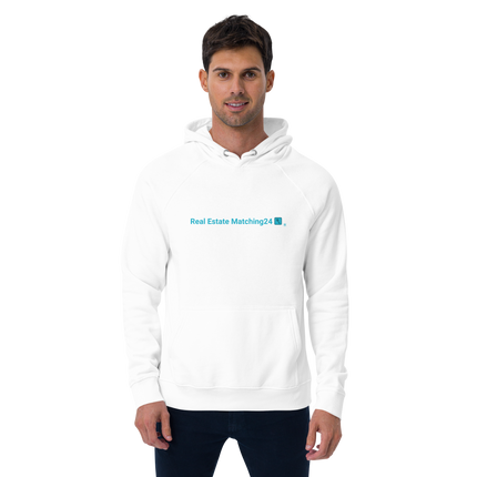 Unisex eco raglan hoodie with Real Estate Matching24 Logo