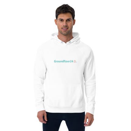 Unisex eco raglan hoodie with Groundfloor24 Logo