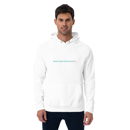Unisex eco raglan hoodie with Real Estate Partner24 Logo