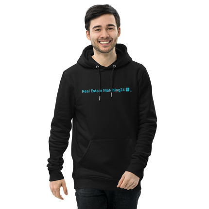 Unisex essential eco hoodie with Real Estate Matching24 Logo