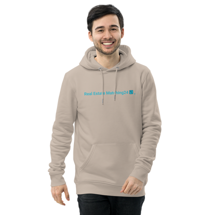 Unisex essential eco hoodie with Real Estate Matching24 Logo