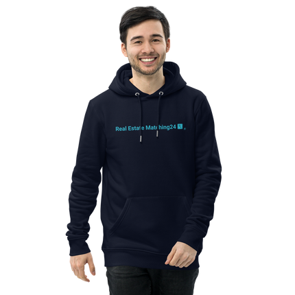 Unisex essential eco hoodie with Real Estate Matching24 Logo