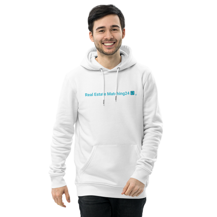 Unisex essential eco hoodie with Real Estate Matching24 Logo